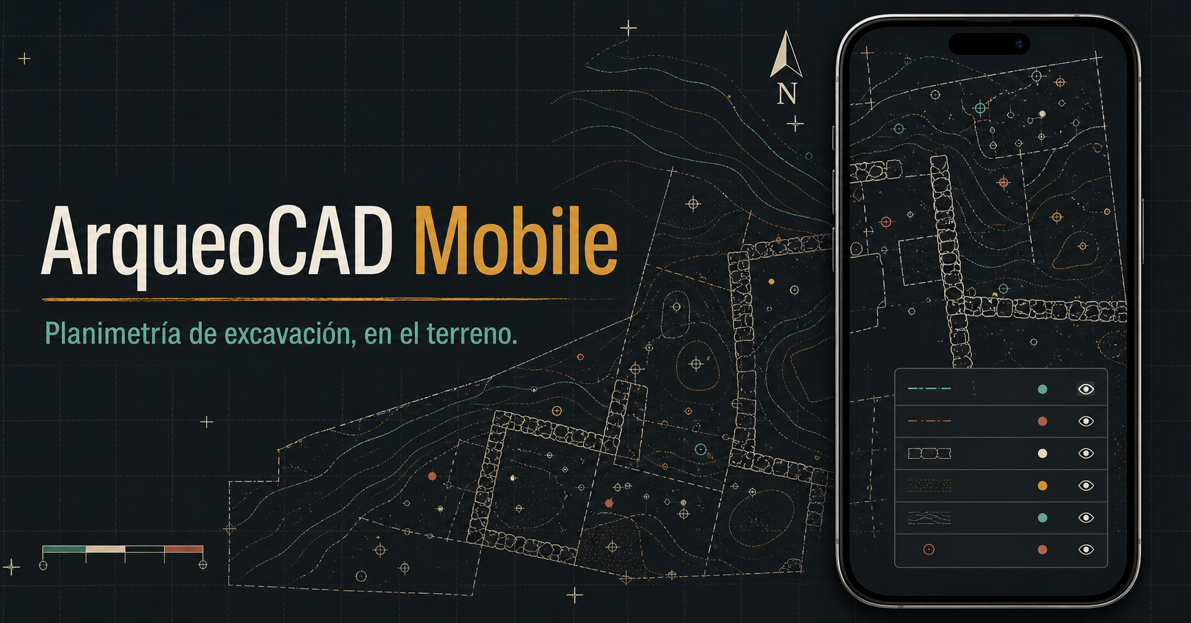 ArqueoCAD Mobile, planimetría de excavación